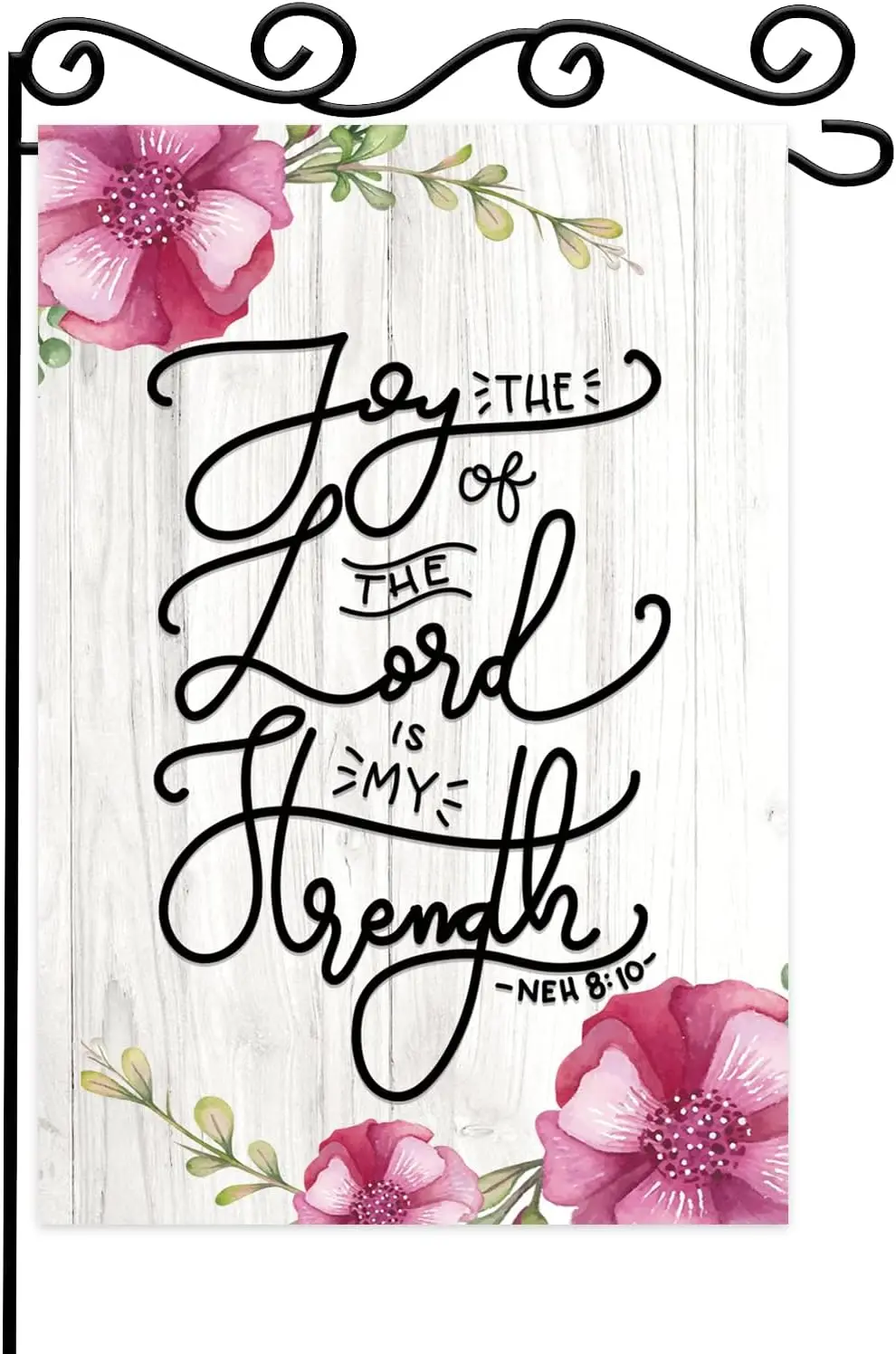 Joy of The Lord is my Strength Garden Flag,Christmas Scripture Typography Design Farmhouse Yard Outdoor Decoration for Homes,Yar