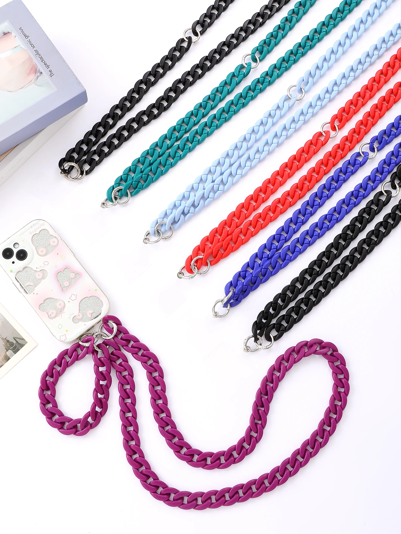 Amazon's New Cross-border Acrylic Bead Crossbody Chain Is Fashionable And Versatile, Detachable 2-in-1 Mobile Phone Lanyard