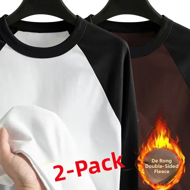 

Men's Casual Splice Pure Cotton Long Sve T-irt round Ne Base irt American Color Blo oulder Insertion Autumn Winter