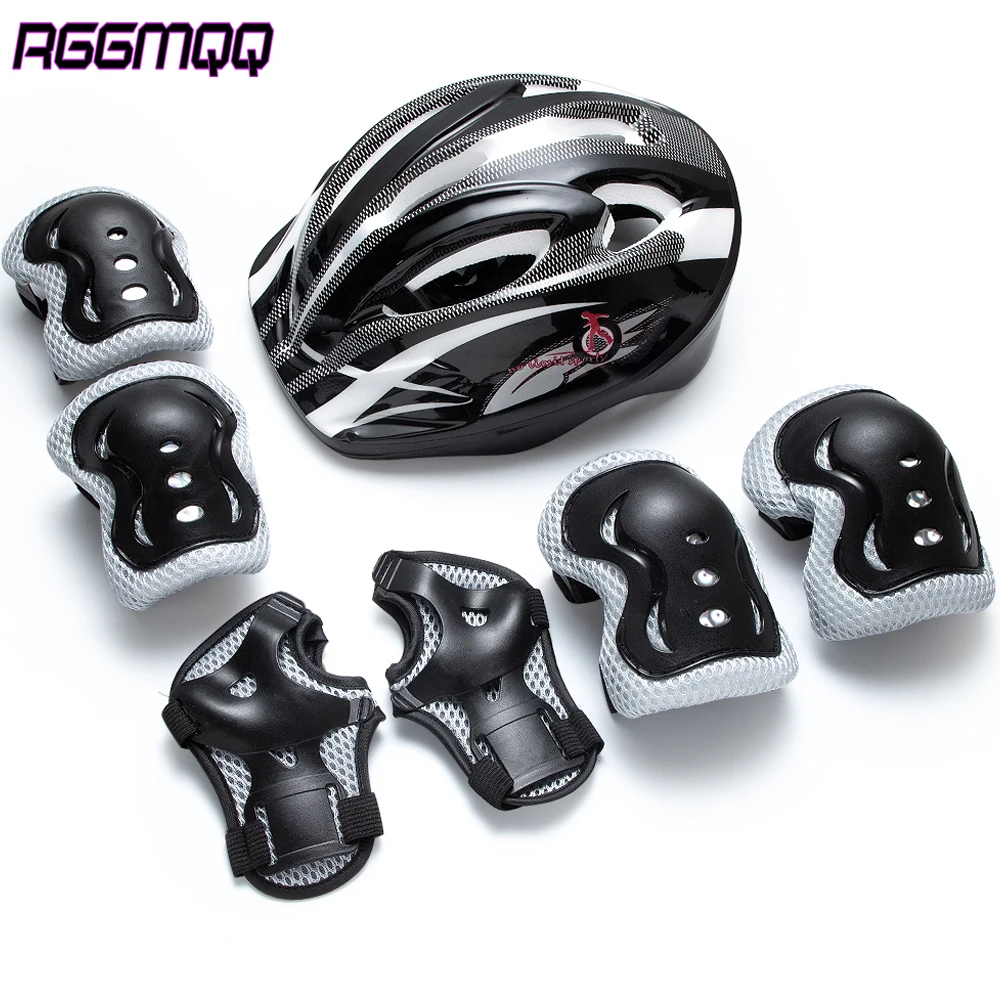 

7 шт. детский шлем, наколенники, защита запястий, спортивное защитное снаряжение, регулируемый скутер, скейтборд, велосипедный комплект безопасности для мальчиков и девочек