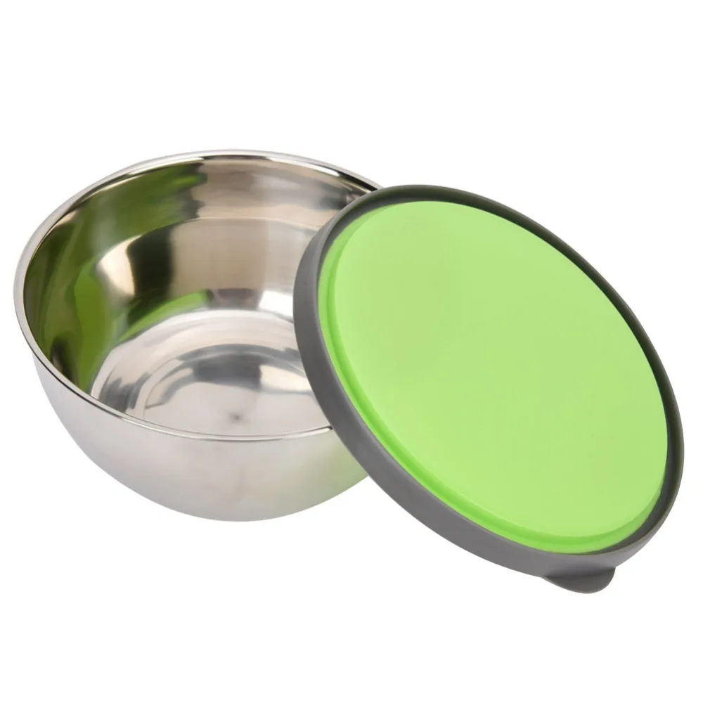 3PCS Practical Stainless Steel Mixing Bowls Set Airtight Sealed Lid Seal Bowl With Lid Kitchen Mixing Bowl Food Prep