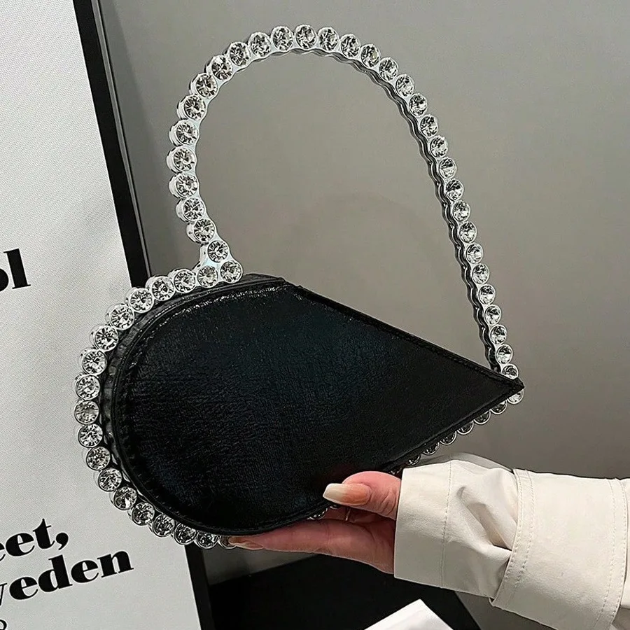 2025 Spring And Summer New Clutch Heart-shaped Bag With Diamonds Evening Bag Fashion Women Party Dress Up Temperament Bag