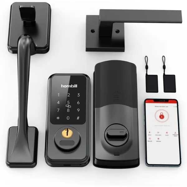 

Keyless Entry Door Lock with Handle, Hornbill Smart Front Door Lock Set, Electronic Keypad Deadbolt Lock, Alexa Front