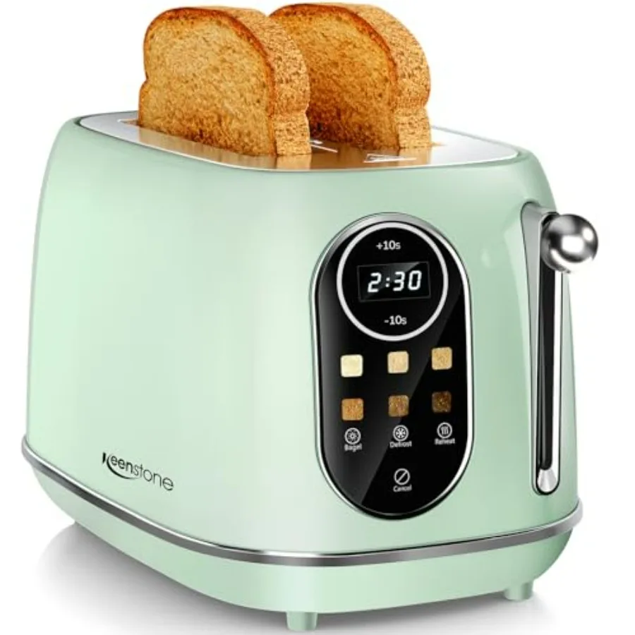 

Smart Touch Screen 2-Slice Retro Wide Slot Stainless Steel Toaster with 6 Browning Levels Reheat Defrost Function Removable Cru