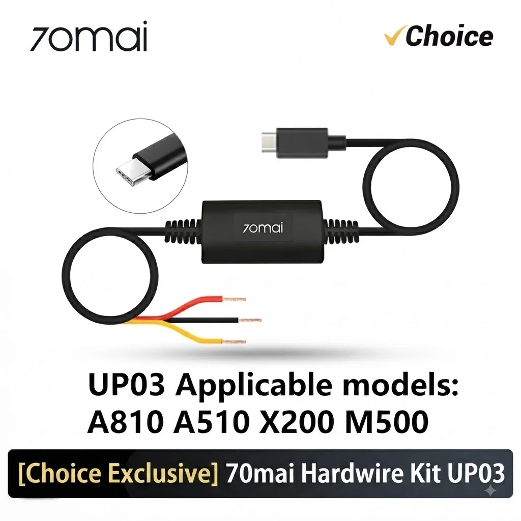 Original 70mai Parking Surveillance Cable UP03 for 70mai A810 A510 X800 X200 Omni M500 Hardwire Kit UP03 24H Parking Monitor