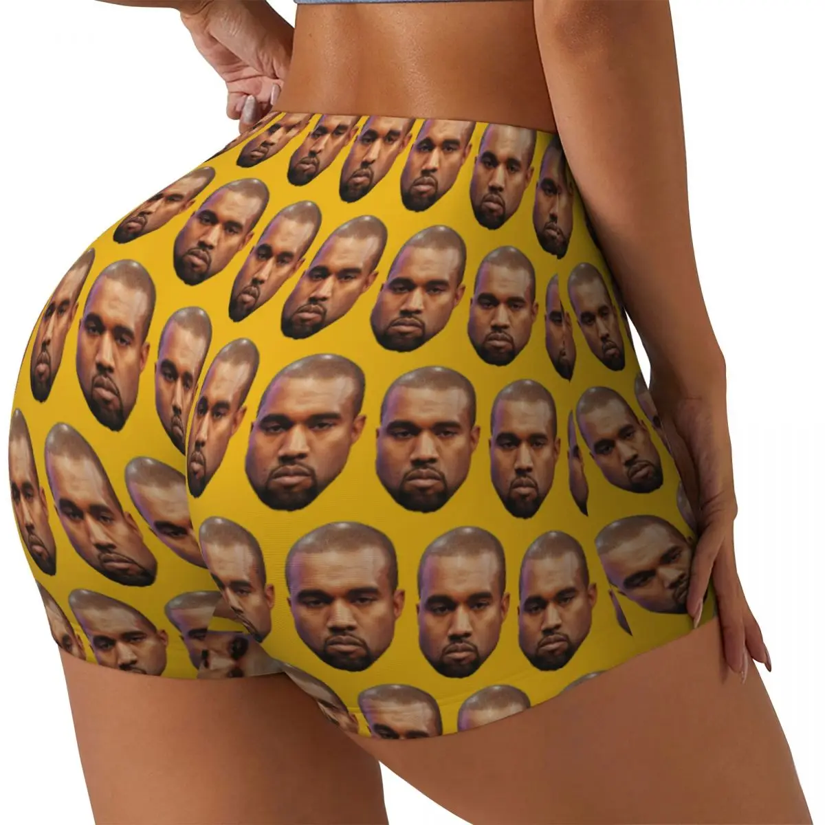 Custom Women Funny Kanye West Meme Workout Yoga Shorts Rapper Music Producer Gym Athletic Running Volleyball Shorts