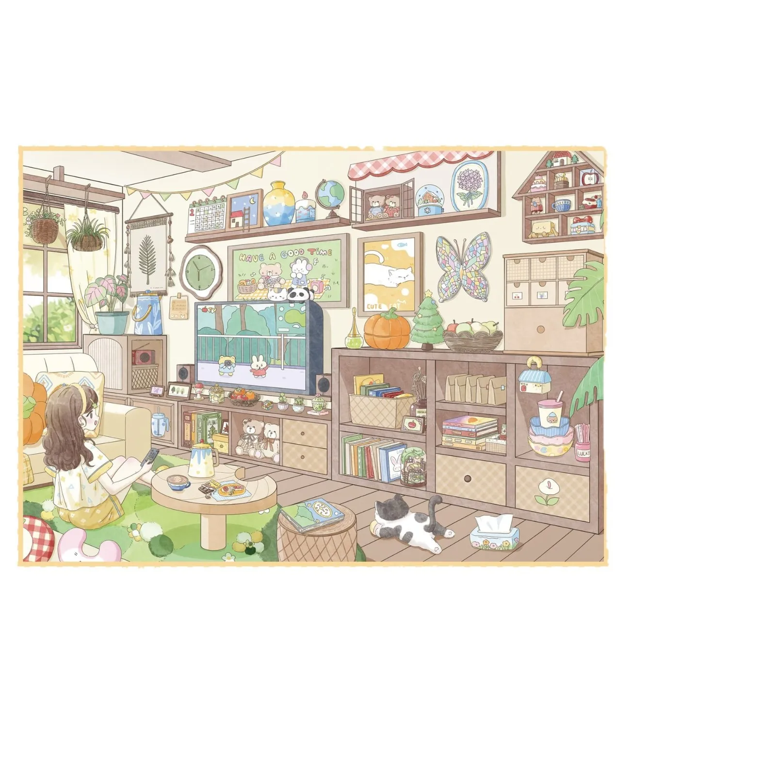 

Kawaii Wood colored warm sun 3D Flower Lane Landscape Sticker DIY Pocket Cabin Scene festival gift