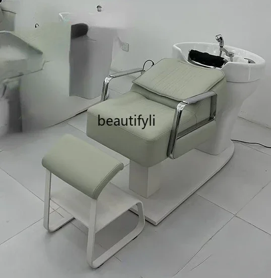 New high-end semi-reclining shampoo bed ceramic basin hair massage bed, barber shop, hair salon special