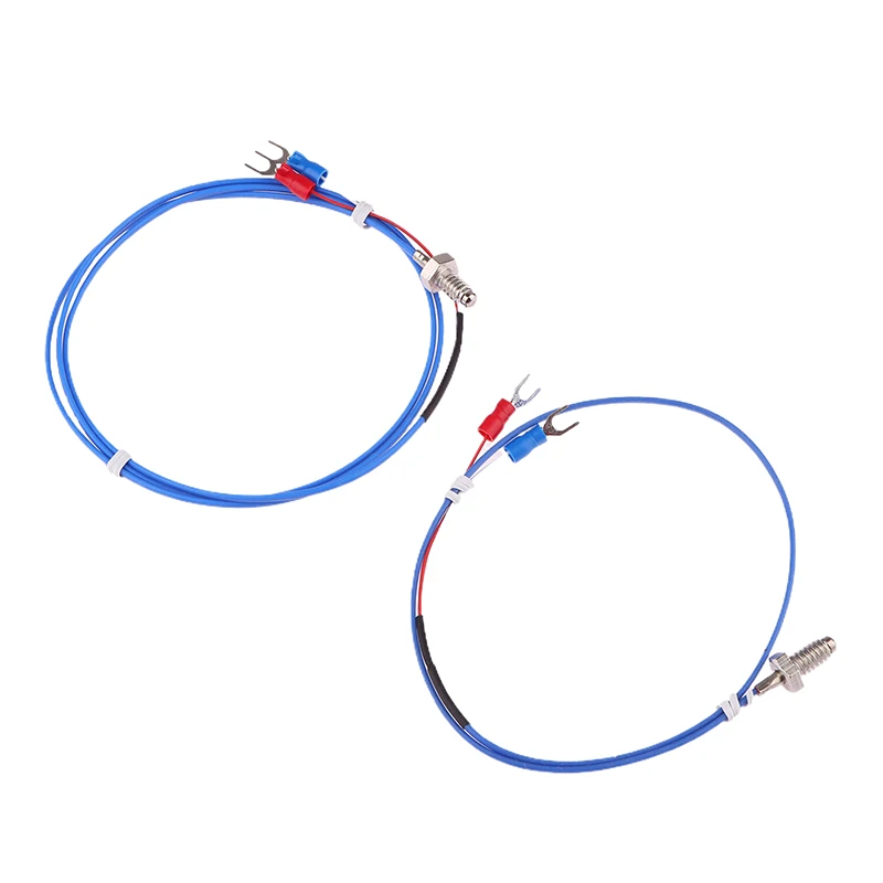 K/PT100 نوع M3 M4 برغي نحاسي حراري مع 0.5/1/2 متر عالي الدقة مقاوم للماء كابل PTFE مستشعر درجة حرارة الطابعة ثلاثية الأبعاد