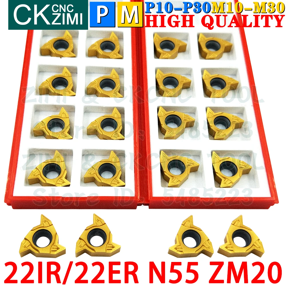 22ER N55 ZM20 22IR N55 ZM20 Carbide Insert Internal External Thread Threaded Inserts Tools CNC Metal Lathe Turning Cutter Tools