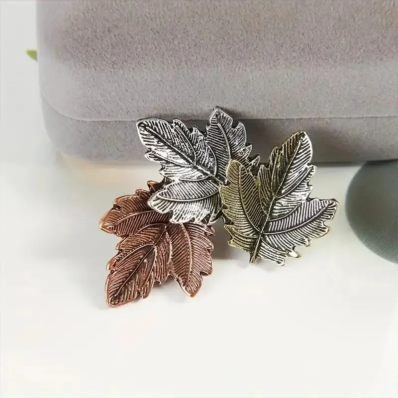 Trendy Red Maple Leaf Metal Brooches For Women Men Crystal Plant Brooch Party Birthday Winter Jewelry image 4