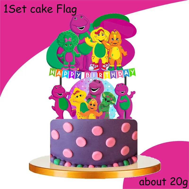 Barney Theme Birthday Party Decorations Cake Topper Birthday CUP Napkin PLATE Straw Swirls Stickers  KidsParty Supplies Decor