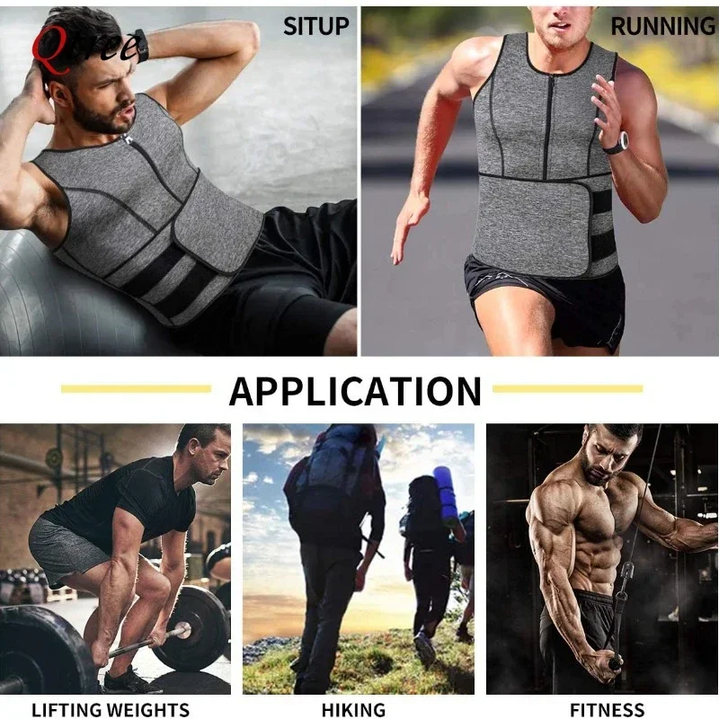 Qtree Men Waist Trainer Abdomen Reducer Belly Slimming Body Shaper Sauna Top Vest Fitness Corset Burn Fat Shapewear Trimmer Belt