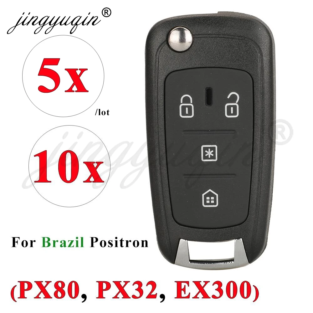 Jingyuqin 5/10pcs Car Key Shell For Brazil Positron Flex PX80 Double Alarm 293 PX32 EX300 330 360 AKBPS109 AKBPCP090 AKBPCP117AT