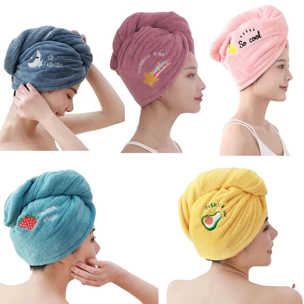 5pcs Hair Drying Hat Women Soft Microfiber Quick-dry Towels Shower Cap Bath Hat Super Absorption Turban Hair Dry Cap Bathroom