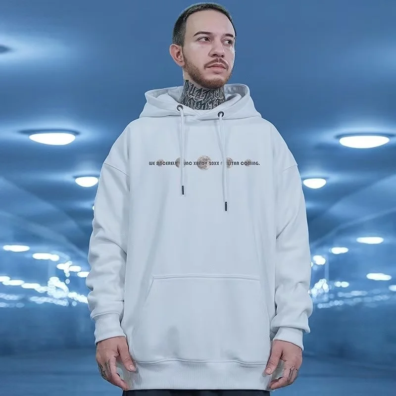 Trendy Hip-hop Oversized Hoodie Men's Trendy Ins New High Street Round Neck Casual Coat With Plush Spring And Autumn