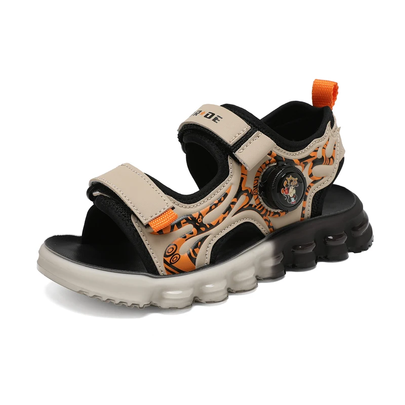 

Сандалии для мальчиков с поворотной пряжкой, регулируемым верхом из искусственной кожи, дышащей мягкой подошвой, пляжная обувь для воды, легкая нескользящая повседневная обувь.