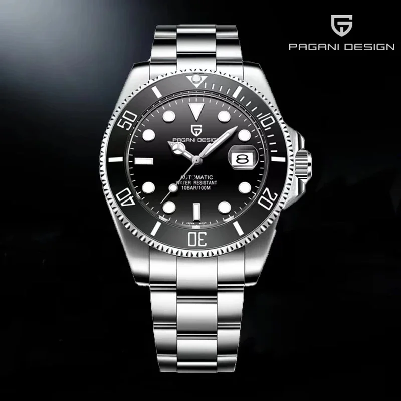 PAGANI DESIGN Men's Automatic Mechanical Watch, Japan Miyota 8215, 100M Waterproof Luminous Stainless Steel Watch