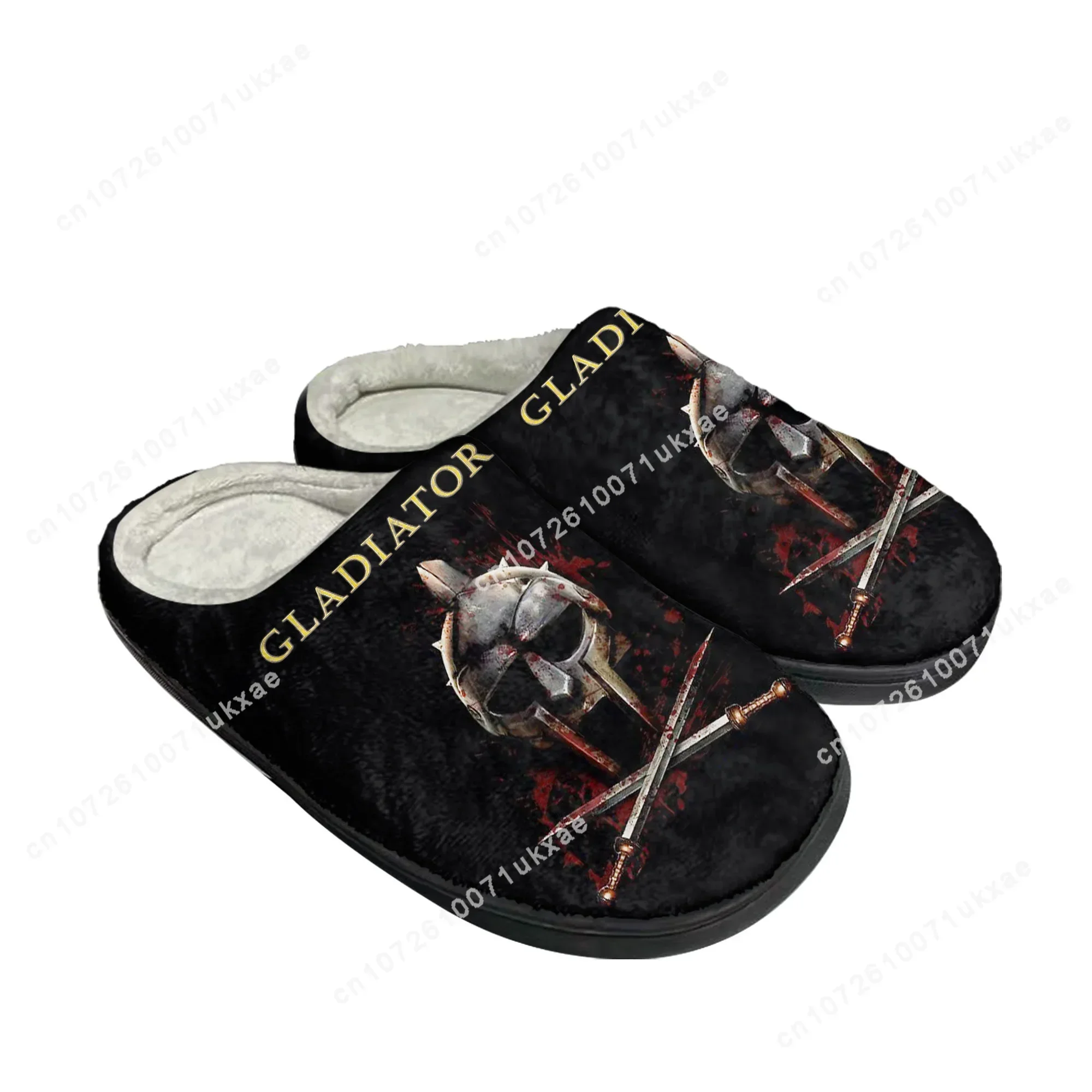 Gladiador casa chinelos de algodão das mulheres dos homens russell crowe quarto de pelúcia casual manter sapatos quentes chinelo térmico sapato personalizado