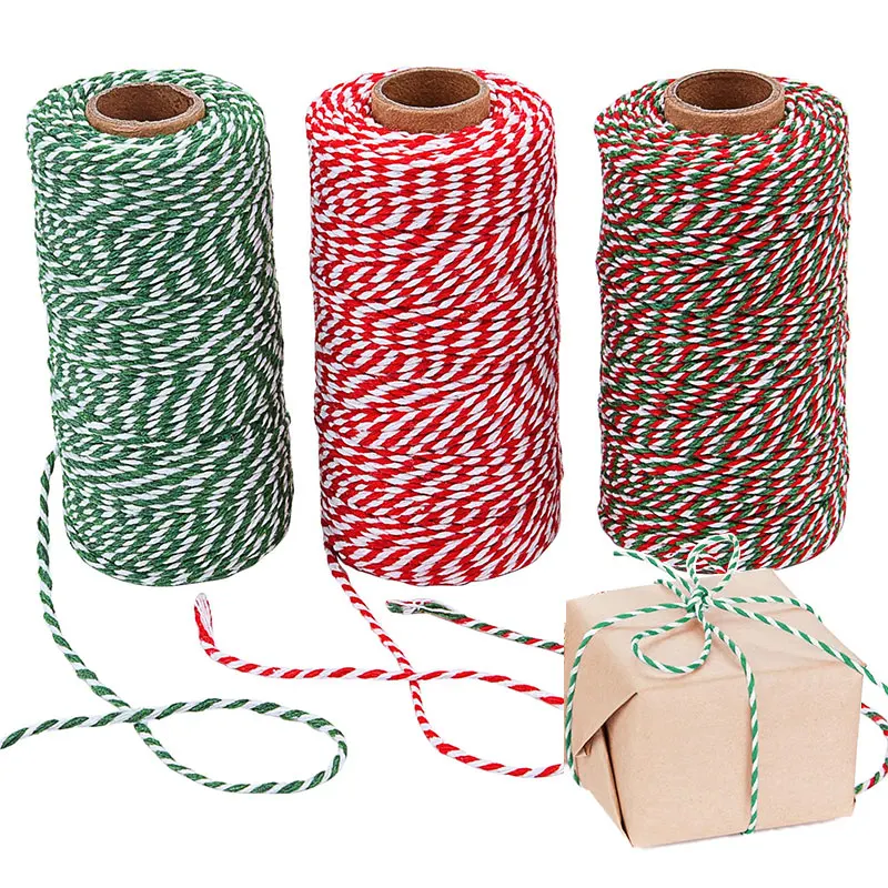 

100M Christmas Twine Cotton String Rope Cord Colorful Bakers Twine Ribbon For DIY Gift Wrapping Arts Crafts Party Decorations