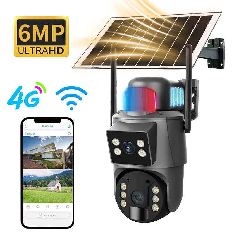 6MP Ubox APP Dual Lens  Solar Power Low Comsunption WIFI  IP Dome Camera Full Color AI Humanoid Home Security CCTV Baby Monitor