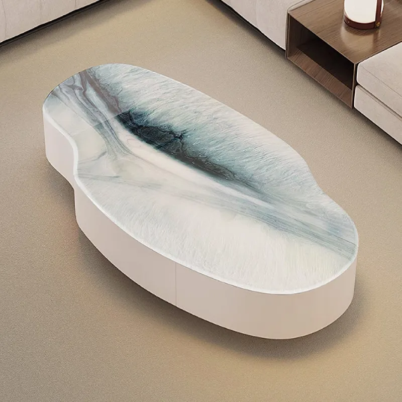 

Дизайнерский журнальный столик с нестандартной формой, минималистичный, белый, современный, с функцией хранения, мебель для гостиной, для дома