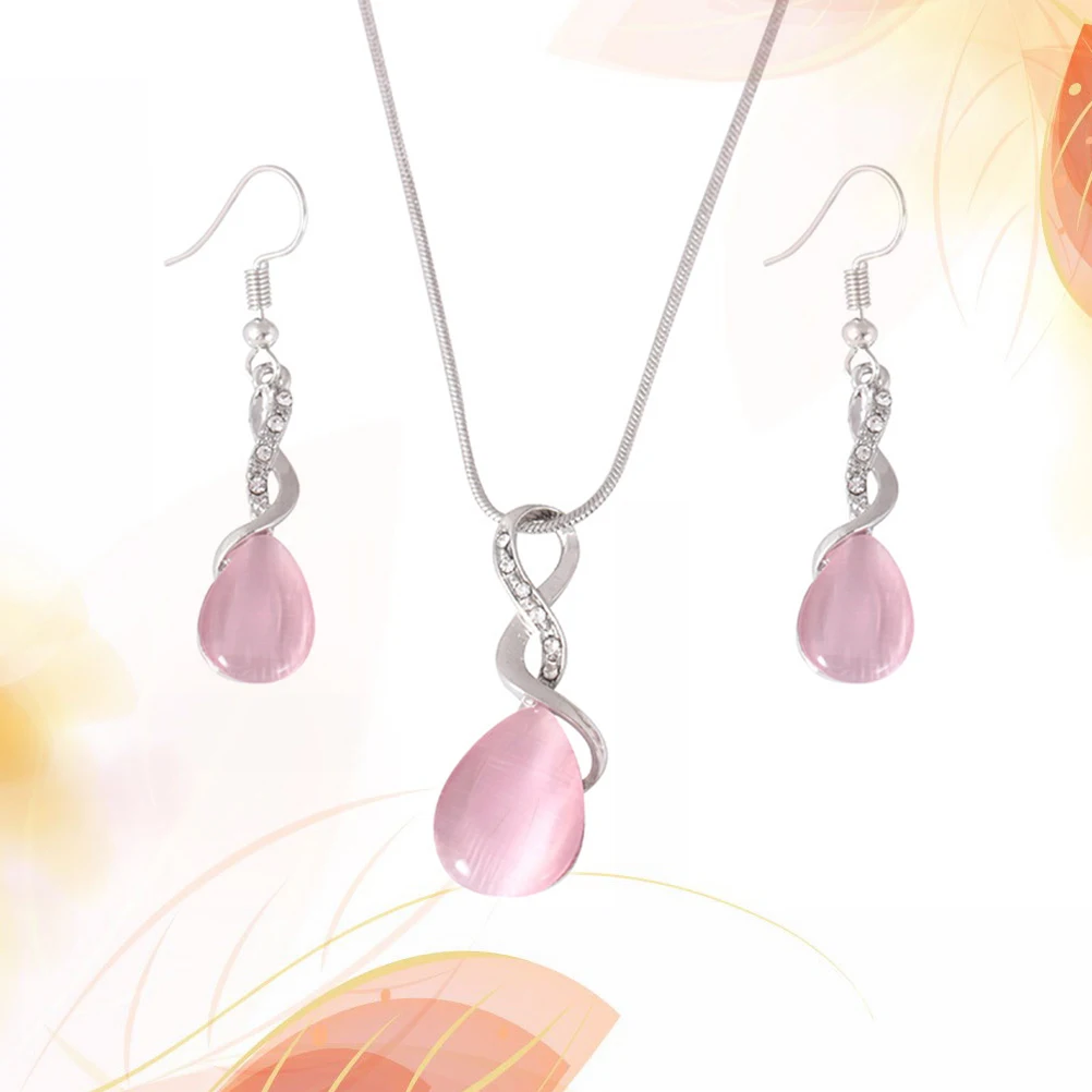 

Droplet Necklace Earring Set Water Drop Jewelry for Wedding Bride Stylish Design Matching Costume Birthday Gift