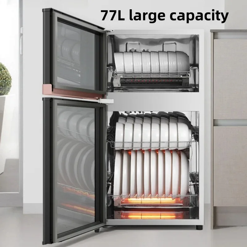 220V 3-Layer High-Temperature Sterilizer Dryer Compact Machine 77L for Kitchenware Utensils, Design with Double Doors