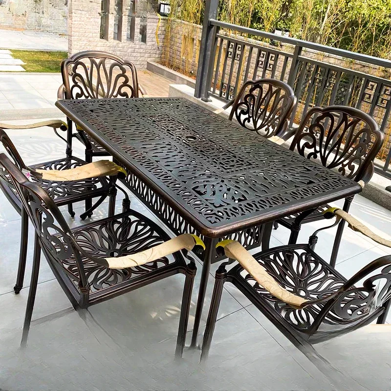 

Outdoor cast aluminum table and chair, outdoor balcony, leisure table and chair,rectangular table and chair