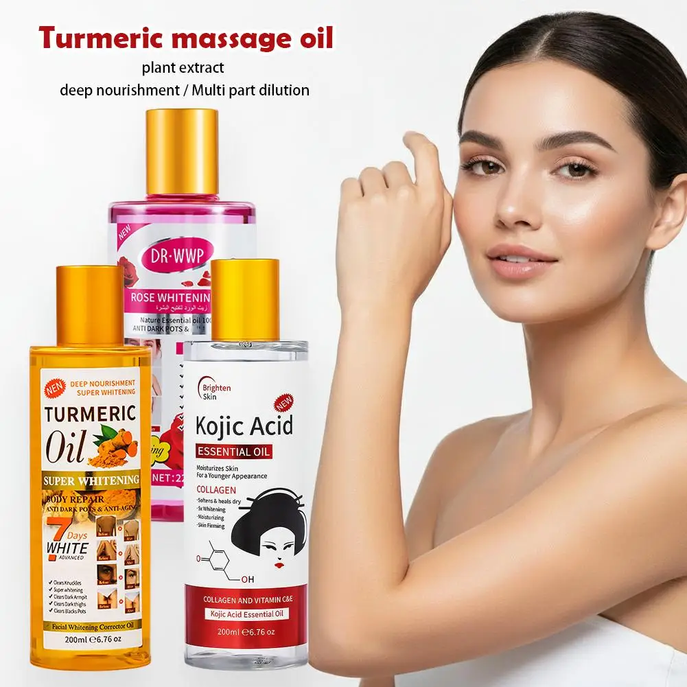 Aceite de masaje de cúrcuma y miel 200ml, aceites esenciales naturales para relajar los músculos en profundidad, mejorar la circulación y el raspado Gua Sha.