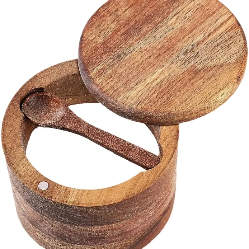 

Solid wood herbs spice tools salt pepper box vibrating screen cover kitchen seasoning storage seasoning jar wooden sugar bowl