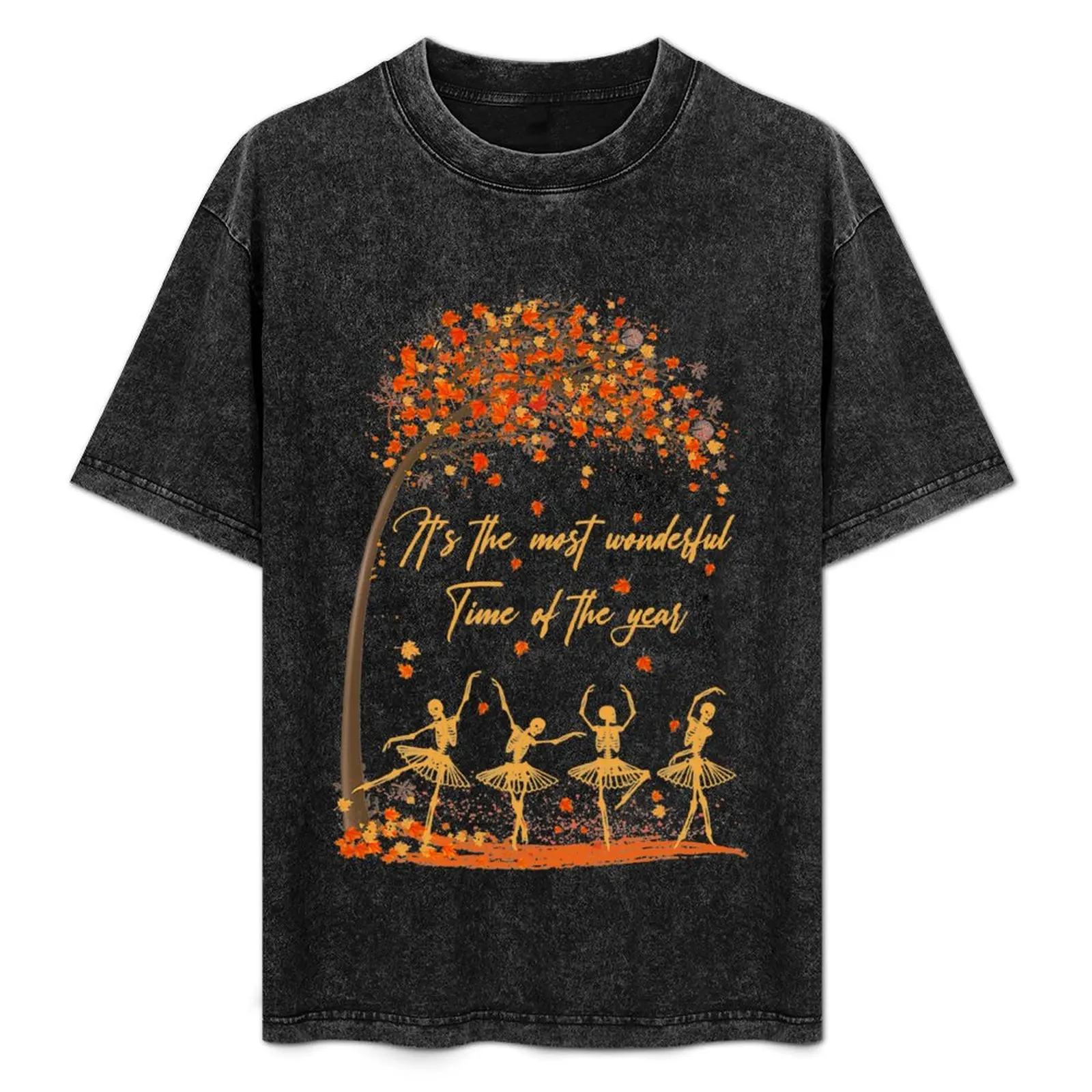Skeleton Halloween It＊s The Most Wonderful Time Of The Year T-Shirt Sporty Breathable Short Sleeve T-Shirt