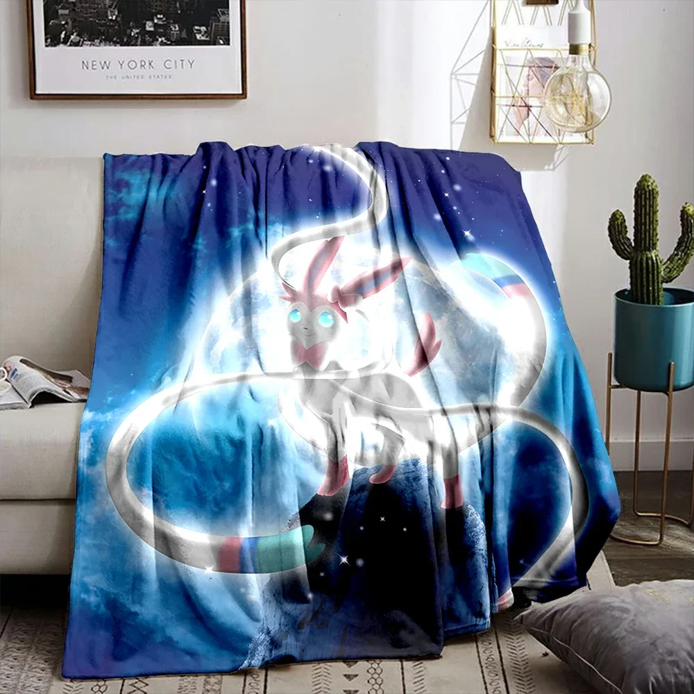 Pokemon Sylveon Eevee Printed Blanket for Home Travel Soft and Comfortable Blanket for Adults and Children Warm Blanket Gift