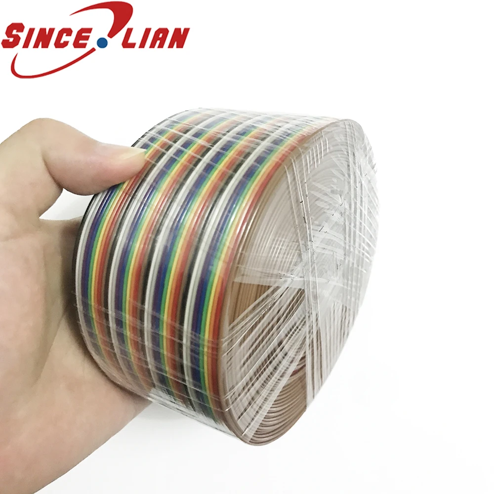 28AWG Dupont Line 20 Meters Length Dupont Jumper Cable Wire 300V 40 Pin Connector 0.127mm Ribbon Rainbow Cable