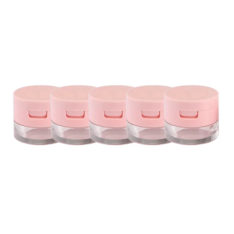 1/3/5 Uds. Caja de polvo suelta portátil de 3/5 gramos, tapa abatible de plástico rosa, contiene cajas vacías, botella para viaje