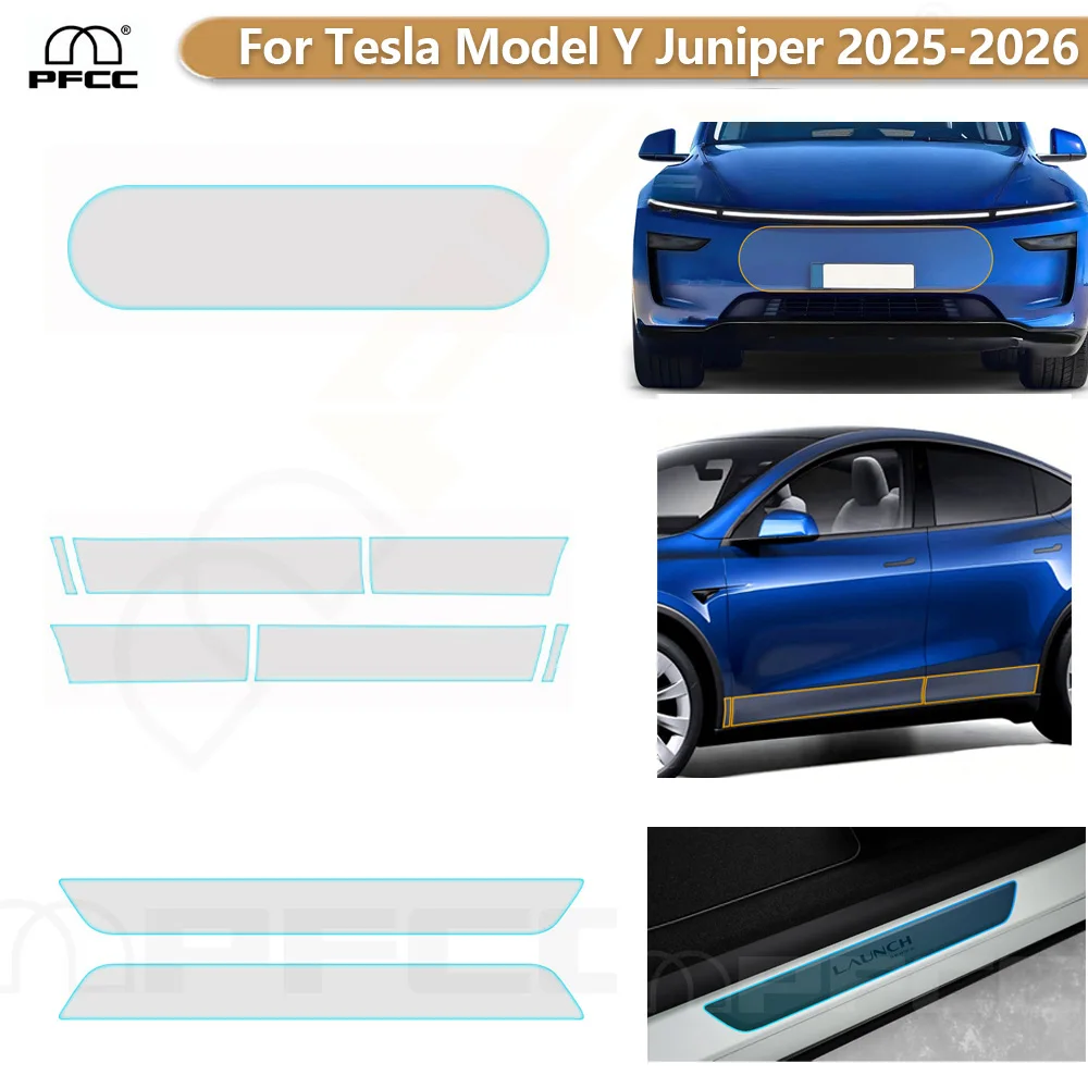 

For Tesla Model Y Juniper Model Y 2025 2026 PPF Car Door Threshold Front Bumper Door Extended Film TPU Paint Protection Clear