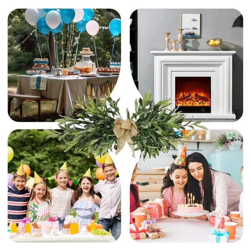 프런트 문짝 인조 올리브 화환, 가짜 올리브 잎 화환, 녹지 화환, 결혼식 아치 파티 벽난로 벽 장식