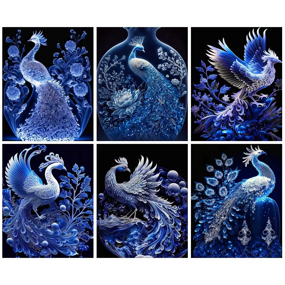 

GATYZTORY Paint By Number Package Blue Peacock Coloring Paintings With Numbers Animal Handmade Products Decoration Diy Gift Set