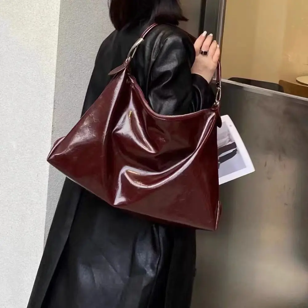 Damen Mode Öl-Wachs-Leder Umhängetasche Vielseitige Große Kapazität Schultertaschen Luxuriöses Design Elegante Handtasche – Detail 9