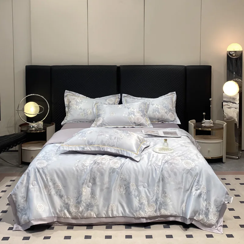 Summer Ice Silk Thin Quilt Blanket Cool And Comfortable Single Double Bed Luxury Washed Printed Silk Air Conditioner quilt
