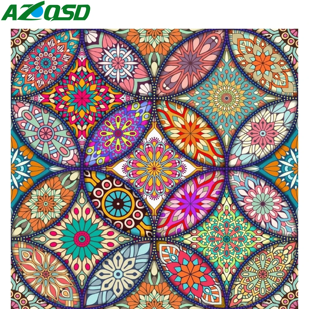 AZQSD pittura diamante Mandala fiore punto croce ricamo mosaico floreale decorazioni per la casa arte fatta a mano regalo immagine di strass