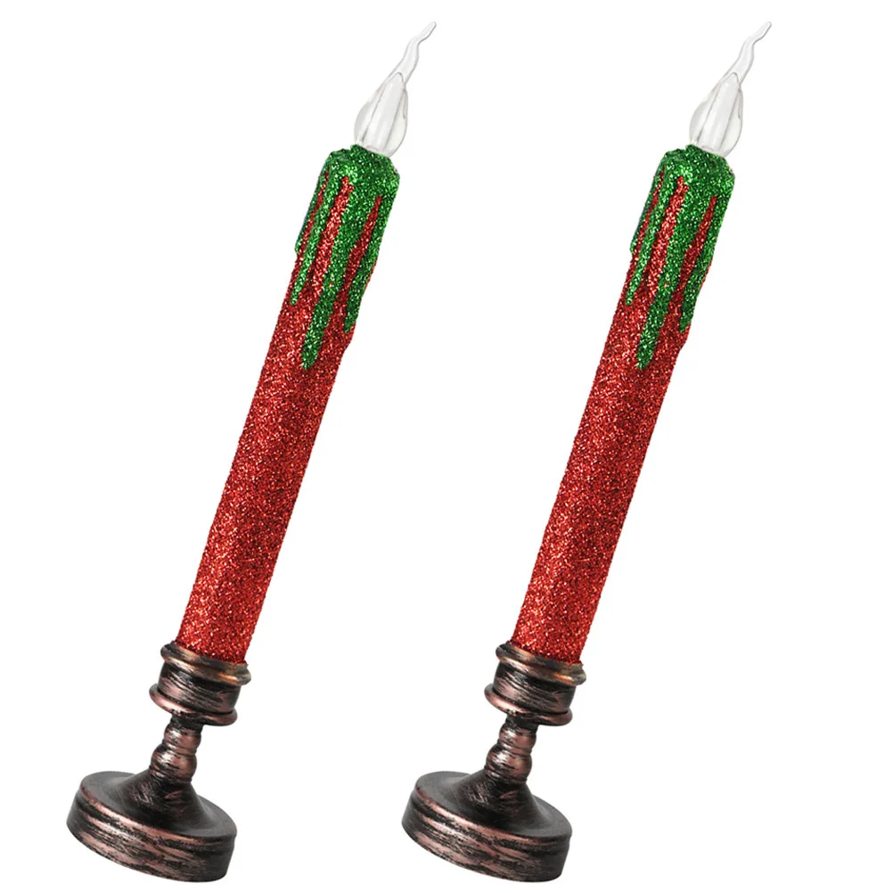 

2Pcs LED Christmas Light Flameless Operated Xmas Themed Electric Lamp Desktop Decor for Festive