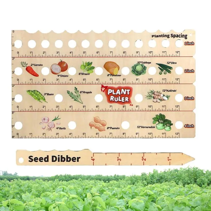 Wooden Planting Ruler With Spacing Recommendations Wood Plant Planting Ruler Seed Spacer For Precise Plants Seeding Spacing Tool