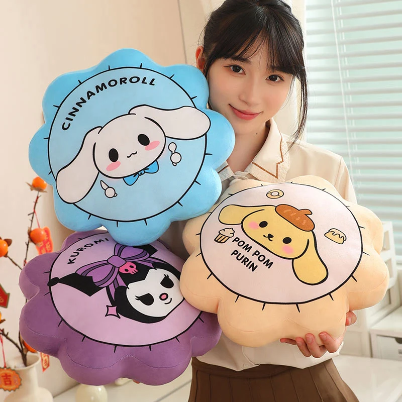 Cartoon Sanrio Flower Cushion Kuromi My Melody Hello Kitty Stuffed Anime Pillow Bag Pendant Key Chain Cuddly Plushies Gifts