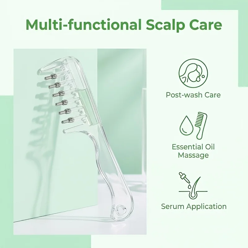 Tragbarer Transparenter Haarwurzelkamm mit Flüssigkeitsführung, Kopfhaut-Massagekamm, Haaröl-Serum-Bürste, Anti-Leck-Haarpflege-Werkzeug – Detail 4
