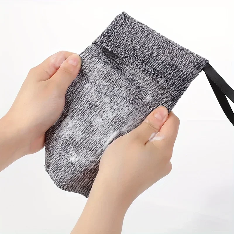 Exfoliating Soap Storage Bag 1/2 Piece Coarse Sponge Body Scrubber Gray Mesh for Bath Or Shower