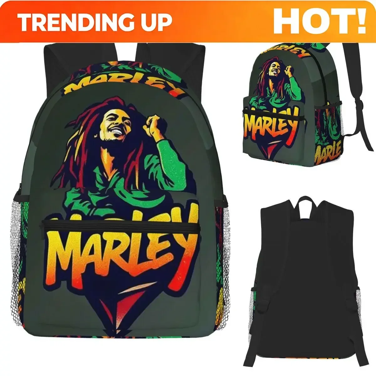 Custom Bag Funny Bob Marley Student Backpack School Bag Hiking Travel Daypack For Boys Girls Fashion Bookbag Shoulder Bags