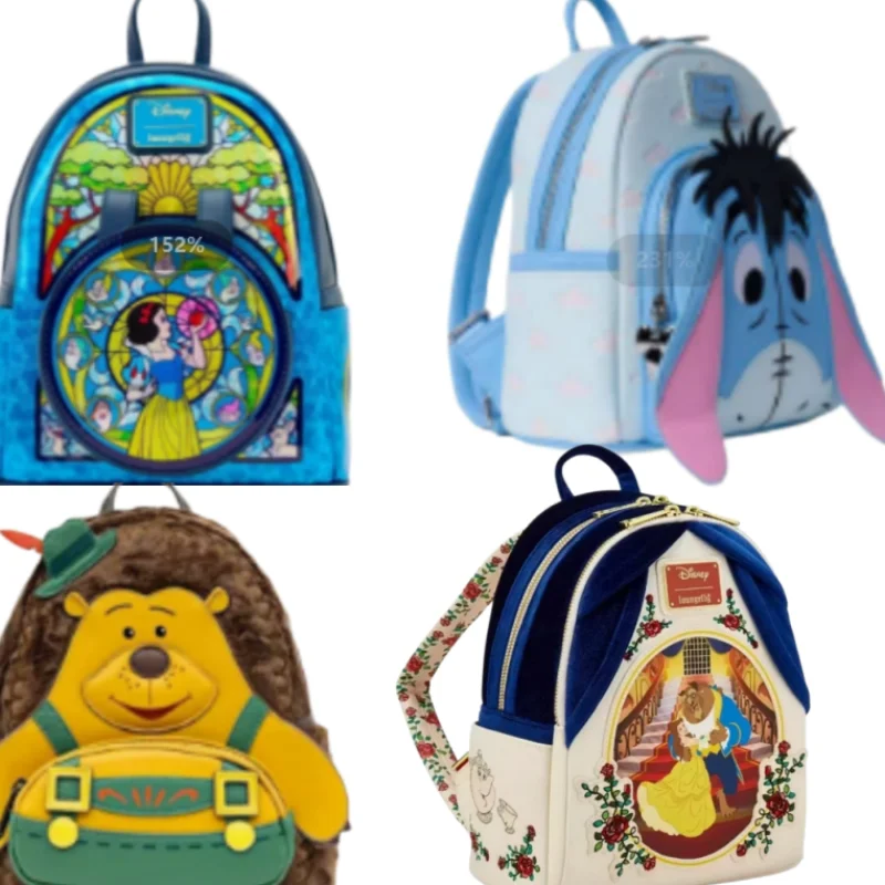 Mochila Loungefly Disney La Bella y la Bestia, tamaño pequeño, serie para días lluviosos, impermeable, a la moda, con bordado de rosas, bolso de viaje diario