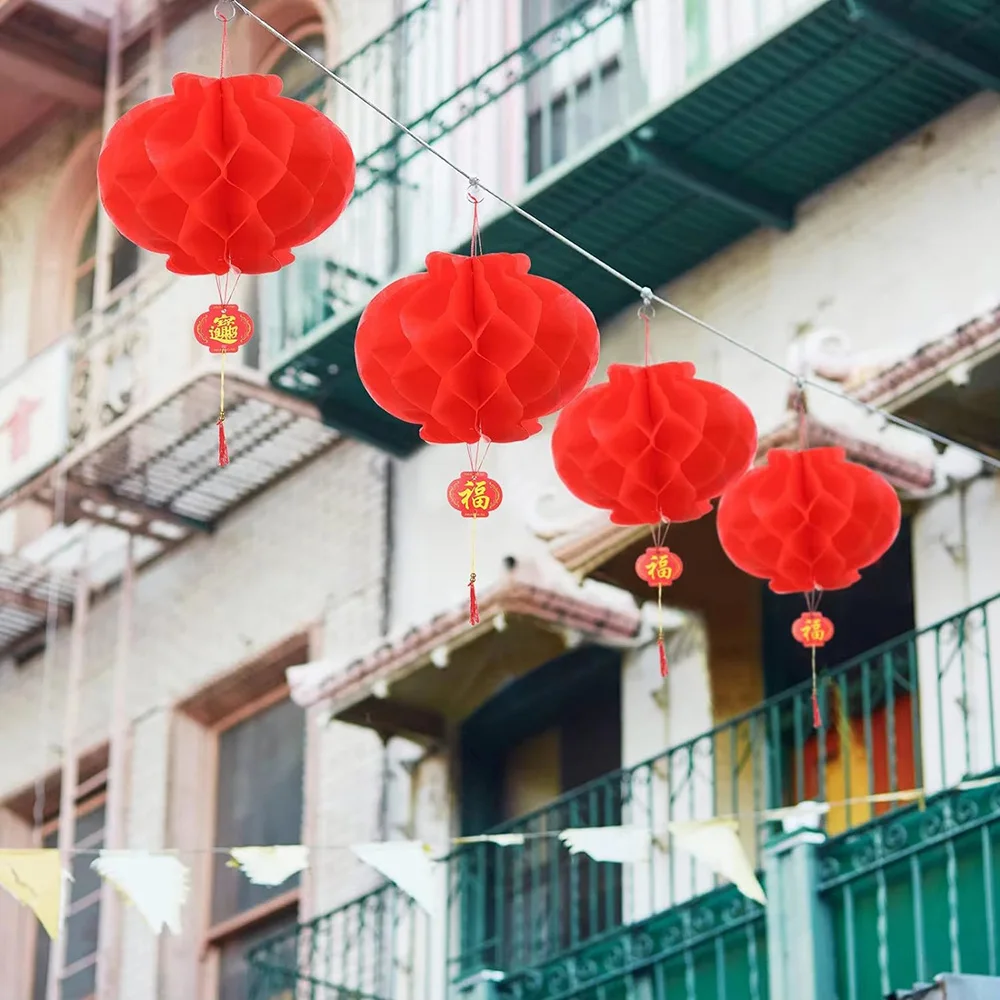 15/20/25/30/35/40cm Chinese Red Paper Lanterns 10pcs Festival Decorations for New Year, Spring Festival, Wedding and Restaurant