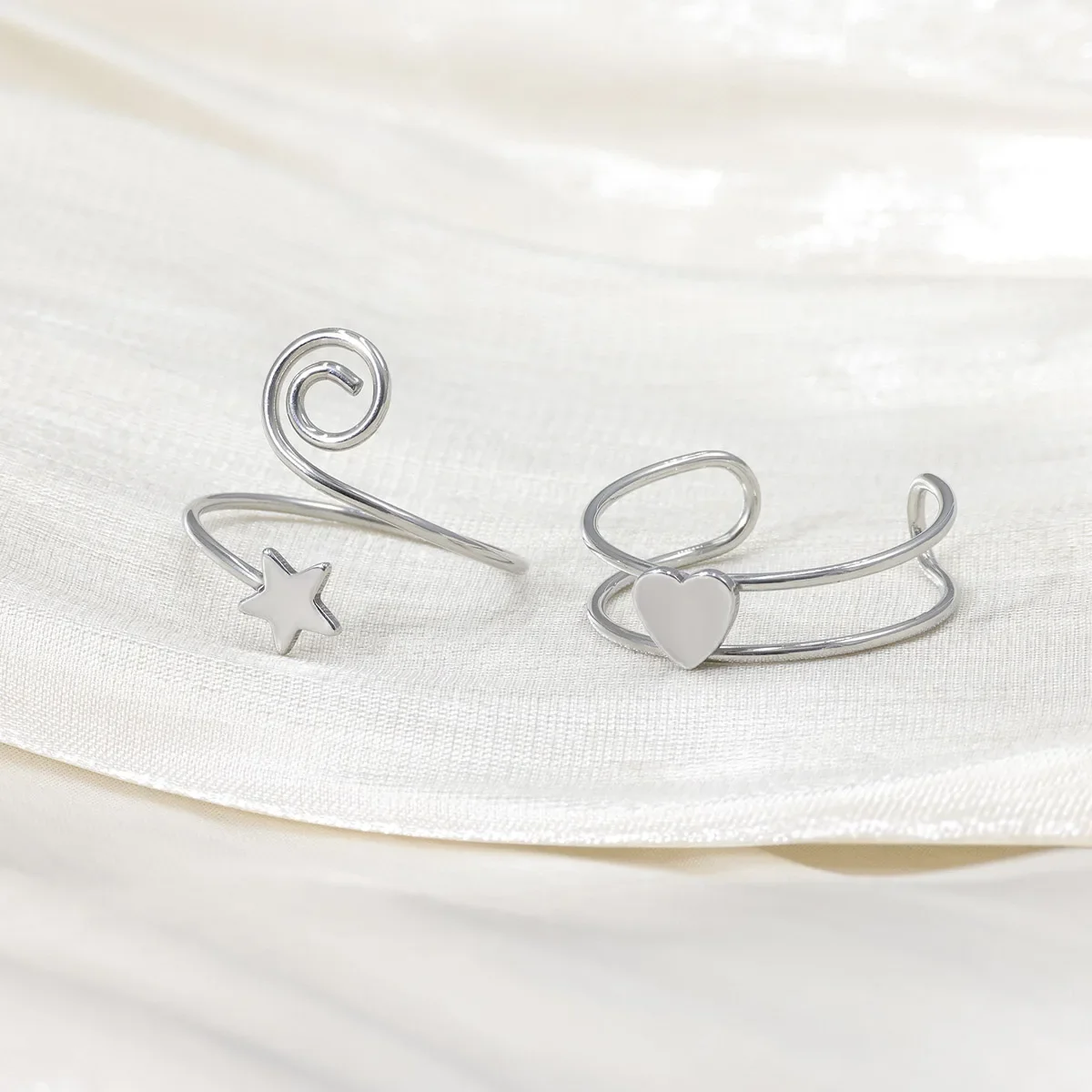 1pc/3pcs V-Shaped Star Heart Stainless Steel Toe Ring Waterproof Hypoallergenic Opening Adjustable Foot Ring Summer Beach Women